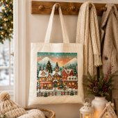Bolsa de tela con paisaje navideño トートバッグ