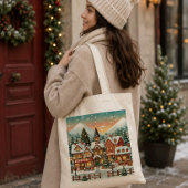 Bolsa de tela con paisaje navideño トートバッグ