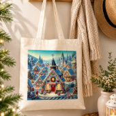 Bolsa de tela con paisaje navideño トートバッグ