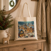 Bolsa de tela con paisaje navideño トートバッグ