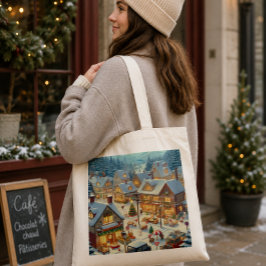 Bolsa de tela con paisaje navideño トートバッグ