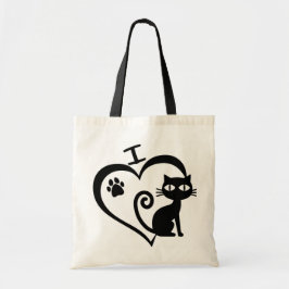 Bolsa de tela I love Cats トートバッグ