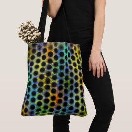 Bolsa em cores com bolinhas pretas e riscos. トートバッグ