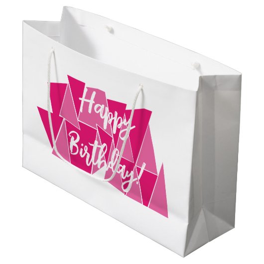 Bolsa regalo cumpleaños rosa ラージペーパーバッグ (正面アングル)