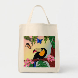 Bolsa Tote Um tucano tropical e borboletas トートバッグ