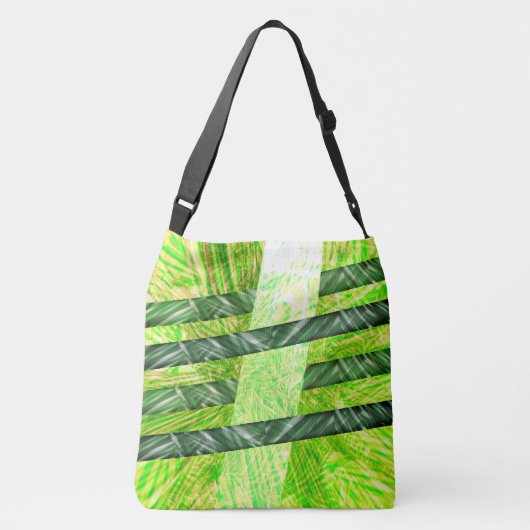 Bolsa verde amrelado com riscos e trasos 'bambu' クロスボディバッグ (裏面)