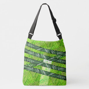 Bolsa verde amrelado com riscos e trasos 'bambu' クロスボディバッグ