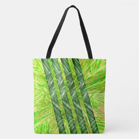 Bolsa verde amrelado com riscos e trasos 'bambu' トートバッグ (正面)