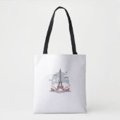 Bolso blanco con diseño de la Torre Eiffel トートバッグ (正面)