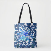 BOLSO DE TELA AZUL CON FLORES トートバッグ (正面)