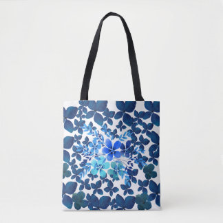 BOLSO DE TELA AZUL CON FLORES トートバッグ