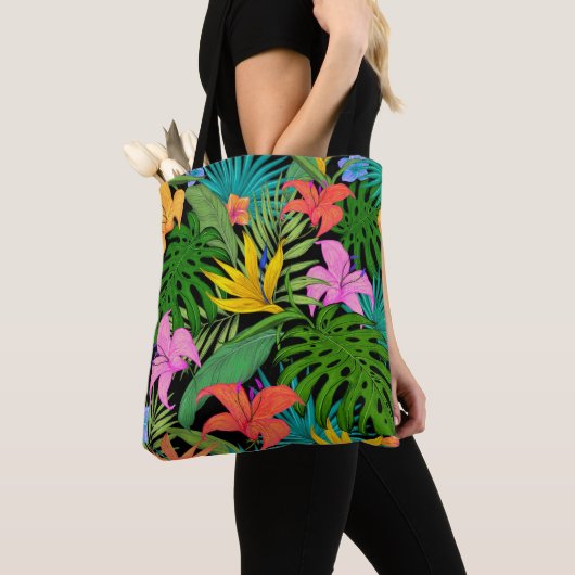 Bolso de Tela Hawai flores tropicales coloridas トートバッグ (クローズアップ)