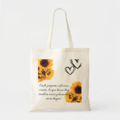 Bolso de tela reunión familiar con girasol トートバッグ (正面)