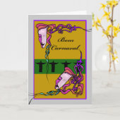 Bom Carnaval、ポルトガル語のハッピーカーニバル、マスク カード (黄色い花)