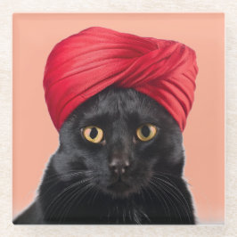 Bombay Cat Wearing A Turban ガラスコースター