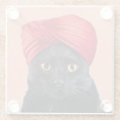 Bombay Cat Wearing A Turban ガラスコースター (裏面)