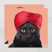 Bombay Cat Wearing A Turban 招待状 (正面/裏面)