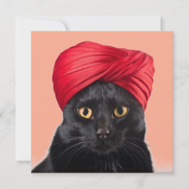 Bombay Cat Wearing A Turban 招待状