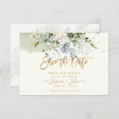 Bombino Elegant Dusty Blue Gum Eucalyptus 招待状 (正面/裏面)