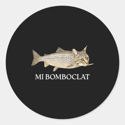 Bomboclat Fish Cat Meme Mi Bomboclat Silly Stud Br ラウンドシール (正面)