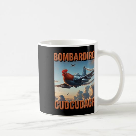 Bomrdiro Cudcudach イタリアン・ブレインロット飛行機に乗った雄鶏 コーヒーマグカップ (右)