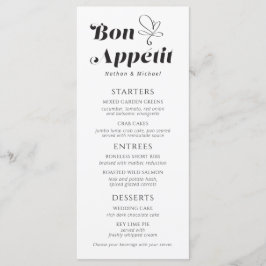 Bon Appetitのディナ結婚ーメニュー白黒 メニュー