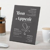 Bon Appetitのディナ結婚ーメニュー白黒 台座サイン (インサイチュ)