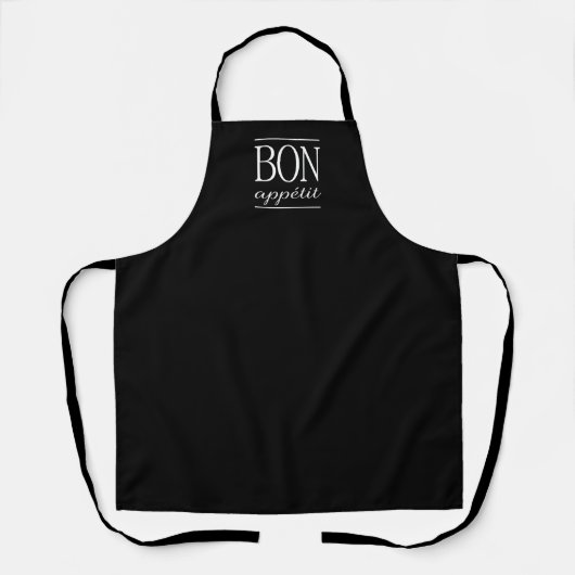 Bon Appetit - フランス料理のタイポグラフィーの名言 エプロン (正面)