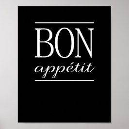 BON APPETIT ブラックキッチンダイニングの引用 ポスター