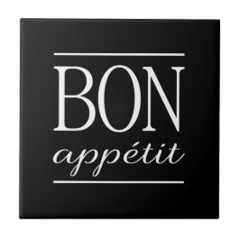 BON APPETIT ブラック＆ホワイト キッチンタイポグラフィー 引用 タイル