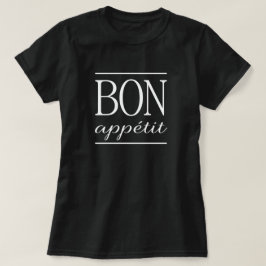 BON APPETIT ホワイトタイポグラフィー引用文プリント Tシャツ