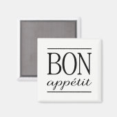 BON APPETIT 黒と白のタイポグラフィの引用 マグネット (正面/裏面)