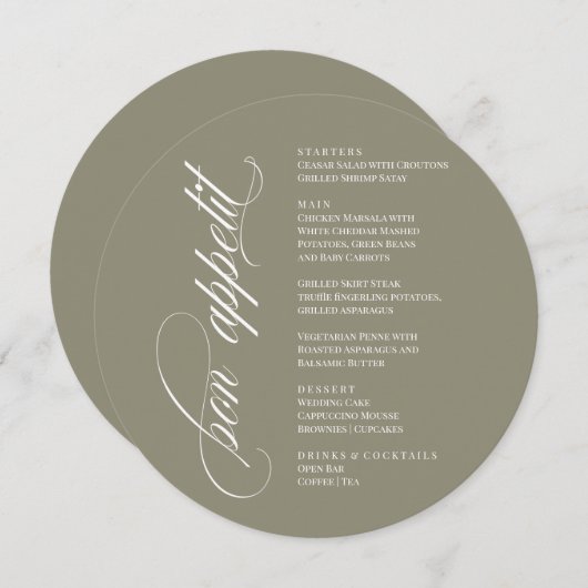 Bon Appetit elegant Menu メニュー (正面/裏面)