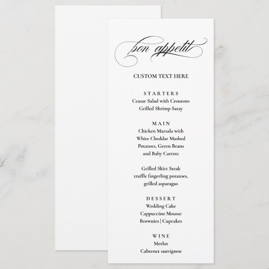 Bon Appetit elegant Menu メニュー (正面/裏面)