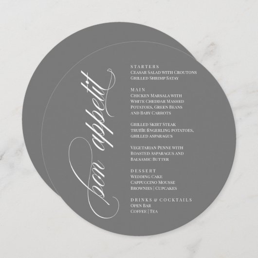 Bon Appetit elegant Menu メニュー (正面/裏面)