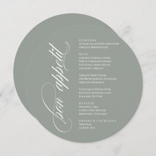 Bon Appetit elegant Menu メニュー (正面/裏面)