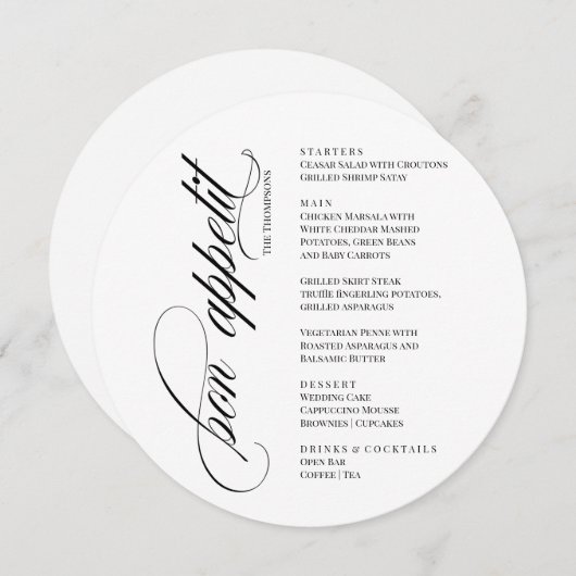 Bon Appetit elegant Menu  メニュー (正面/裏面)