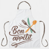 Bon Appétit Kitchen Decor Cutlery Illustration エプロン (正面)