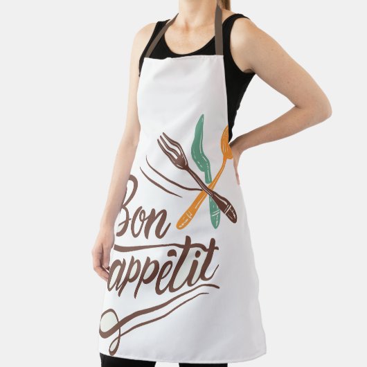 Bon Appétit Kitchen Decor Cutlery Illustration エプロン (インサイチュ)
