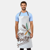 Bon Appétit Kitchen Decor Cutlery Illustration エプロン (着用した状態)
