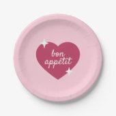 Bon Appetit Pink Galentines Day Party Paper Plate ペーパープレート (正面)