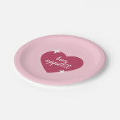Bon Appetit Pink Galentines Day Party Paper Plate ペーパープレート (アングル)