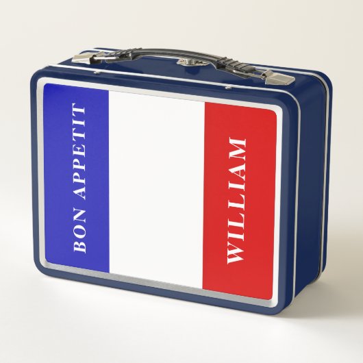 BON APPETT – フフランスのランス国旗のカスタム子供 メタルランチボックス (裏面)