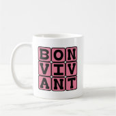 Bon Vivant、良い人生の肝臓 ラテン語フレーズ コーヒーマグカップ (左)