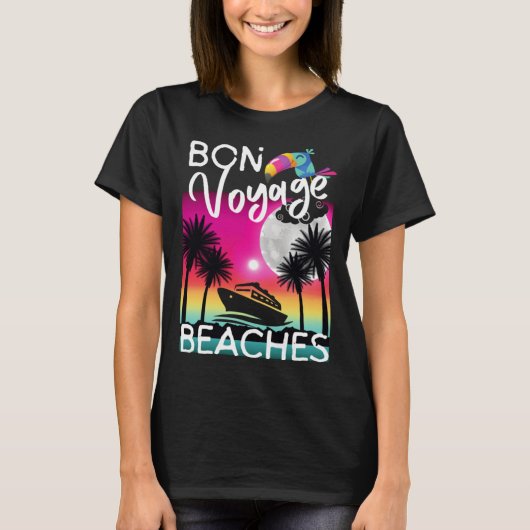 Bon Voyage Beaches Tropical Cruise Ship Graphic Fo Tシャツ (正面)