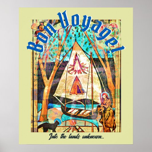 Bon Voyage Boat Cat Pilgrim Symbolist  ポスター (正面)