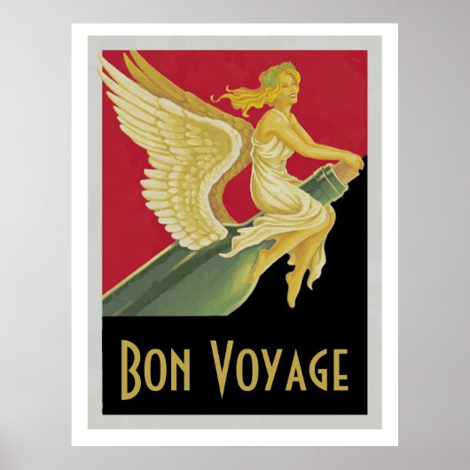Bon Voyage Vintageポスター、文字のパーソナライズを追加 ポスター (正面)