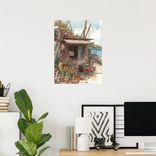 Bonaire fish shack ポスター (ホームオフィス)