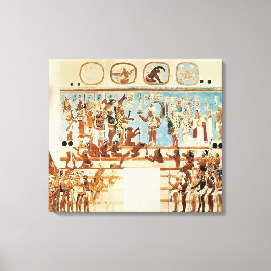 Bonampakの壁絵画のコピー キャンバスプリント (正面)