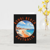 Bondi Beach Australia Travel Art Vintage  カード (黄色い花)